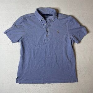 Ralph Lauren Knit Oxford Short Sleeve Polo‎ Shirt Blue Mens L G